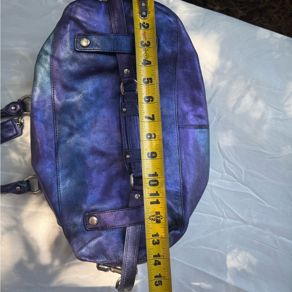 👀 Coach Iridescent Blue and Purple Ashley Satchel UPCYCLED OOAK EUC - Picture 7 of 11
